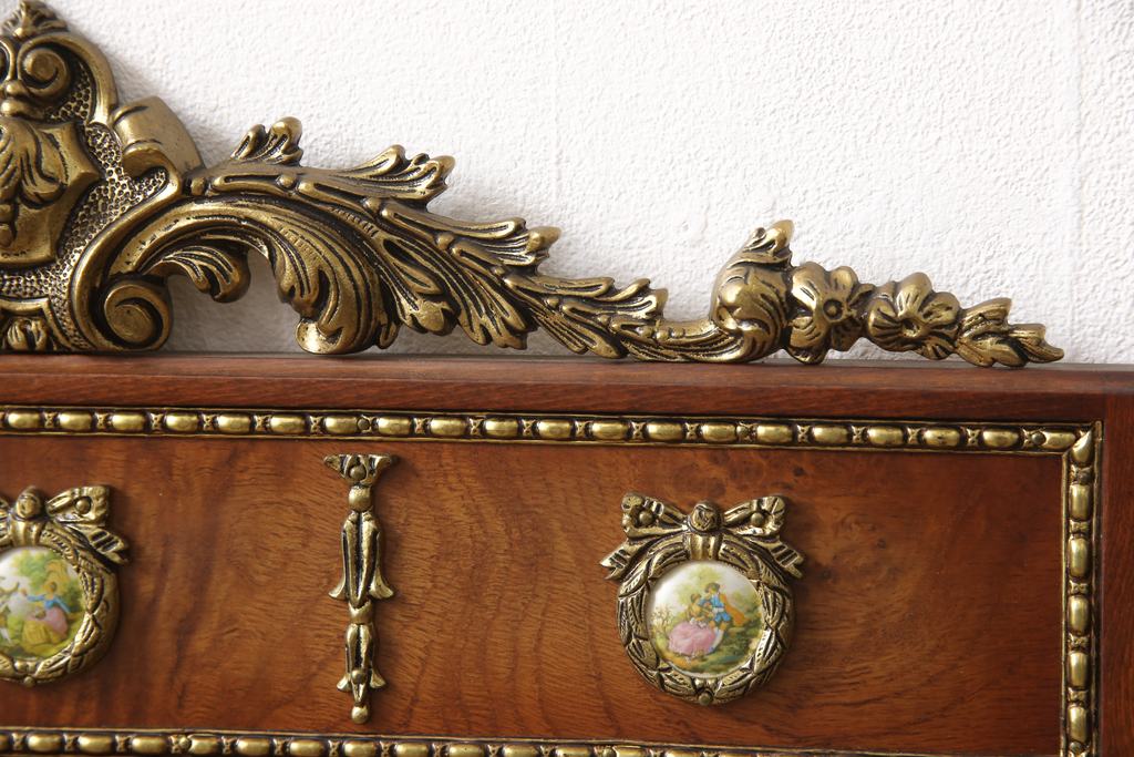 中古　スペイン高級家具　MUARVA S.L.　ヨーロッパの伝統的な意匠を感じられるウォールミラー(壁掛け鏡)(R-054819)