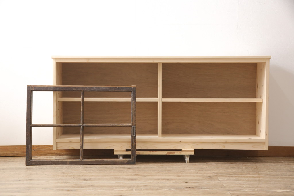 ラフジュ工房オリジナル　古建具リメイク　大正期　お好みにカスタマイズできるサイドボード(収納棚、サイドキャビネット、ローボード)(R-054869)