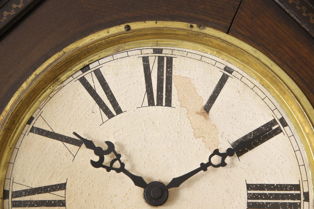 アンティーク時計　大正期〜昭和初期　電池式　名古屋商事時計部(NAGOYASHOJI)　8DAY　シックな色合いから古いものならではの風情を感知る八角時計(壁掛け時計、古時計、柱時計)(R-054986)