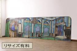 アンティーク建具　上手物!　古い木味の面取り桟ガラス窓2枚セット(ガラス戸、引き戸)(R-065260)