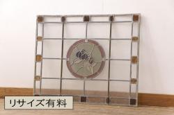 アンティーク建具　枠栗材　鏡板杉材の美しい漆塗り板戸窓4枚セット(引き戸)(R-068430)