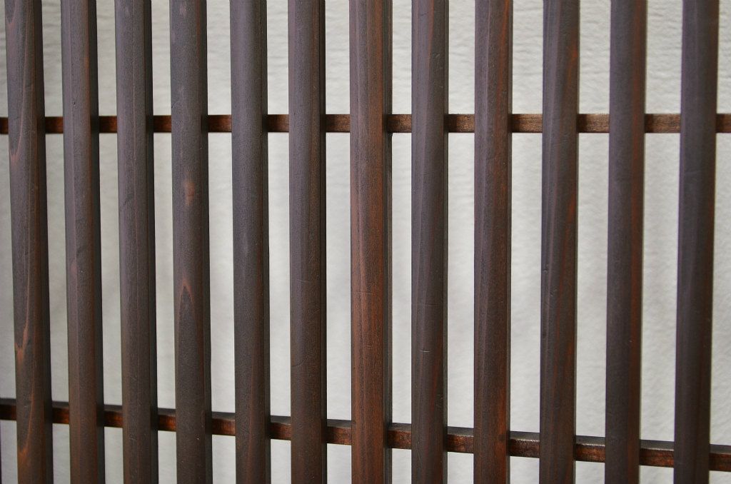 古民具　骨董　腰板欅の格子戸4枚セット(裏障子付き)