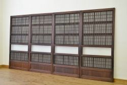 アンティーク　シックな格子戸4枚セット(裏障子付き)
