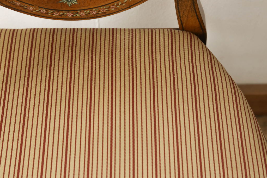 中古　超美品　六本木アピス取り扱い　イタリア　細やかで美しいアート入りのアームチェア(ダイニングチェア、椅子、イス)(定価約25万円)(R-058488)