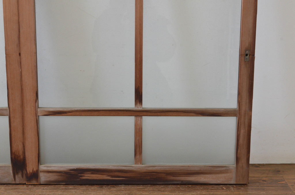 アンティーク建具　大正ロマンな雰囲気香るガラス窓3枚セット(引き戸、ガラス戸)(R-064973)