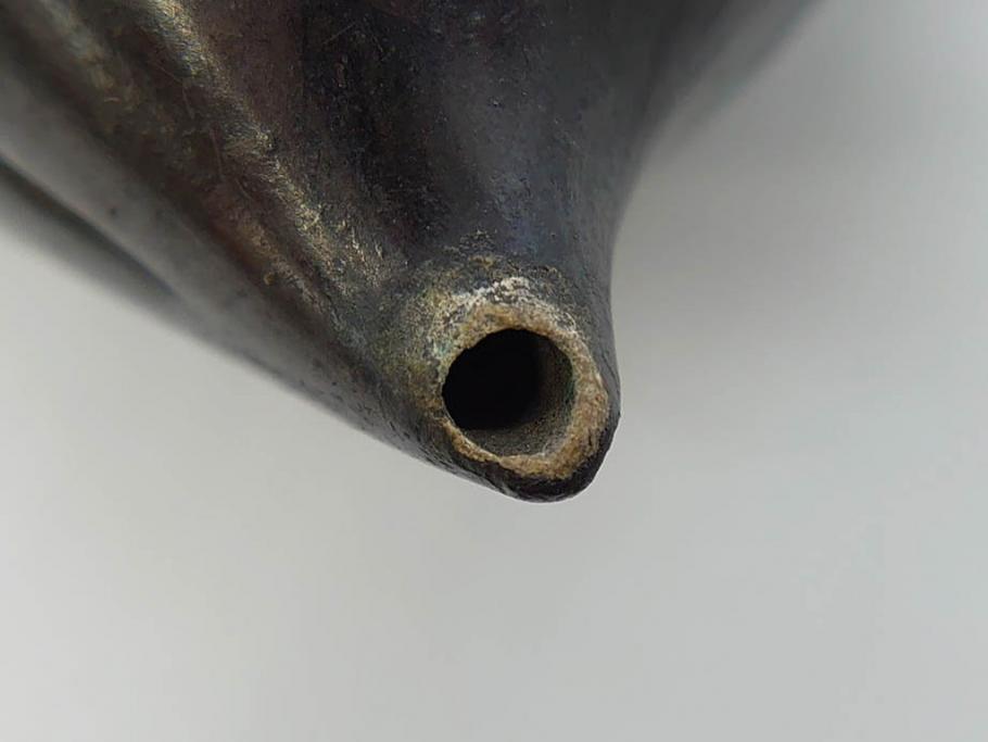 時代物　匠の技が光る古銅水滴2点セット(書道具、唐物?、中国?、中国美術、桃、果物)(R-079170)
