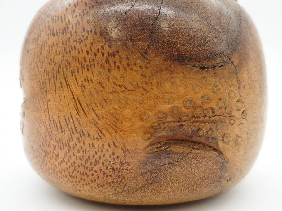 時代物　竹製　木目を生かしたデザインが目を引く碁笥(中国?、唐物?、囲碁)(R-079173)