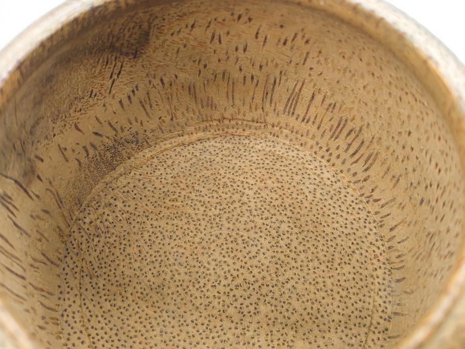 時代物　竹製　木目を生かしたデザインが目を引く碁笥(中国?、唐物?、囲碁)(R-079173)
