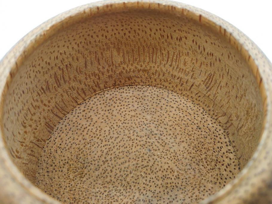 時代物　竹製　木目を生かしたデザインが目を引く碁笥(中国?、唐物?、囲碁)(R-079173)