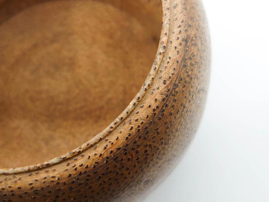 時代物　竹製　木目を生かしたデザインが目を引く碁笥(中国?、唐物?、囲碁)(R-079173)