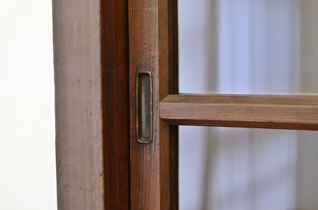 アンティーク家具　古民具 骨董 シンプルな引き出し付き二段重ね収納棚
