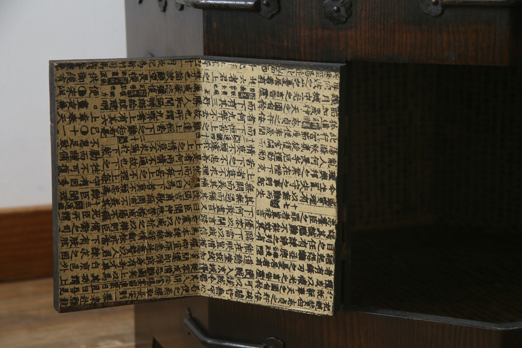 アジアンビンテージ　李朝　八角　深みのある色合いとユニークなデザインが魅力的な収納箱(木箱、小物収納、収納棚、戸棚、サイドテーブル、ヴィンテージ)(R-070703)
