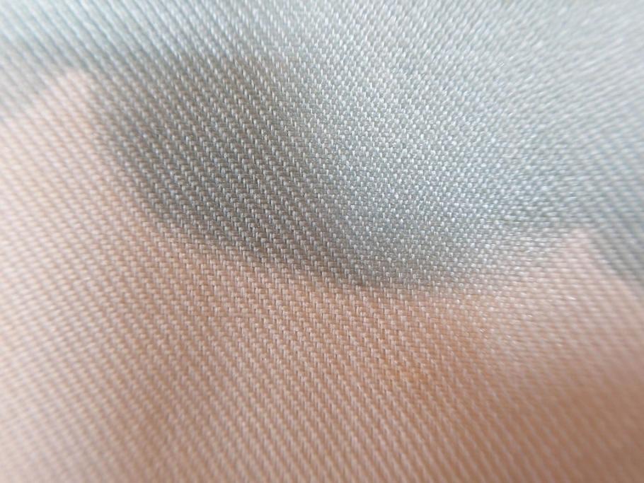アンティーク　明治～大正期　正絹　着物(古布、リメイク、衣装、和服、和装、女性、丸に三つ柏、家紋、御簾、几帳、牡丹、菊、扇子、花、シルク、日本、ジャパン、Japanese KIMONO)(R-079177)