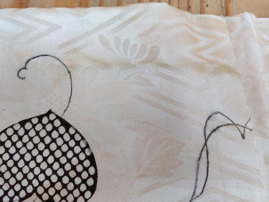 アンティーク　正絹　刺繍　羽織(古布、リメイク、菊、牡丹、竹、扇子、花しょうぶ、梅、藤、衣装、和服、和装、シルク、日本、ジャパン、Japanese KIMONO)(R-079184)