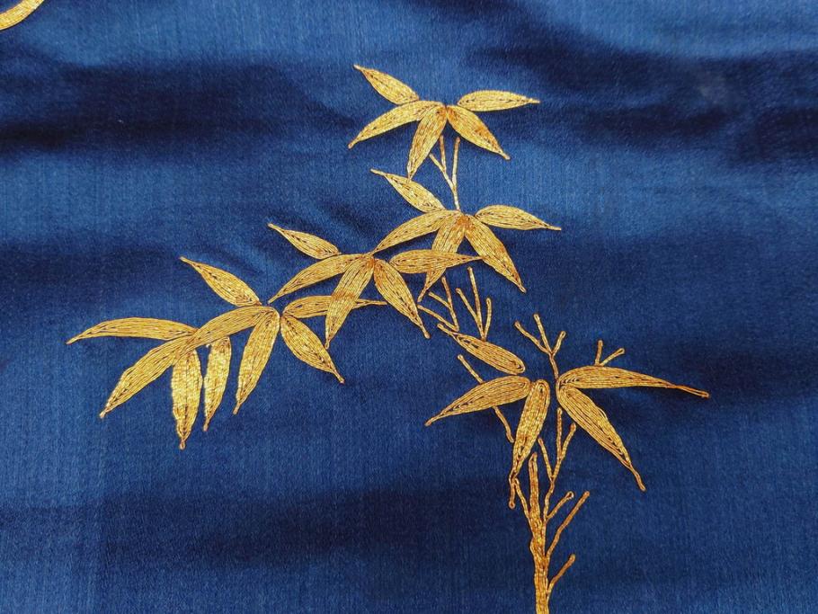 江戸～明治期　細かな刺繍が美しい掛袱紗(古裂、古布、リメイク、金糸、鶴、ツル、松竹梅、ふくさ、フクサ、帛紗、服紗、房付き)(R-079185)