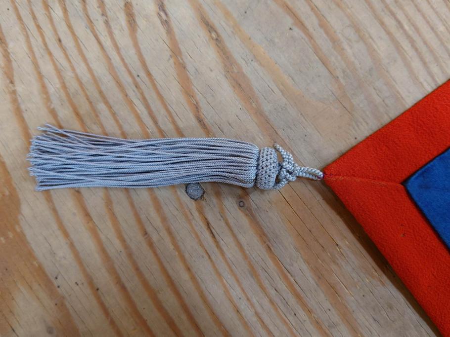 江戸～明治期　細かな刺繍が美しい掛袱紗(古裂、古布、リメイク、金糸、鶴、ツル、松竹梅、ふくさ、フクサ、帛紗、服紗、房付き)(R-079185)