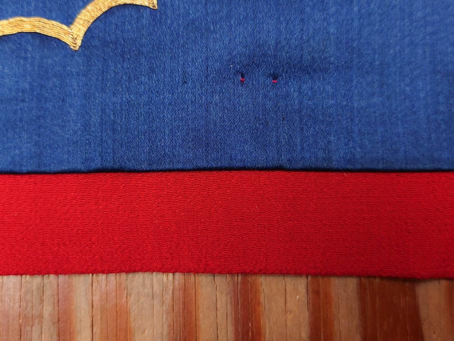 江戸～明治期　細かな刺繍が美しい掛袱紗(古裂、古布、リメイク、金糸、鶴、ツル、松竹梅、ふくさ、フクサ、帛紗、服紗、房付き)(R-079185)