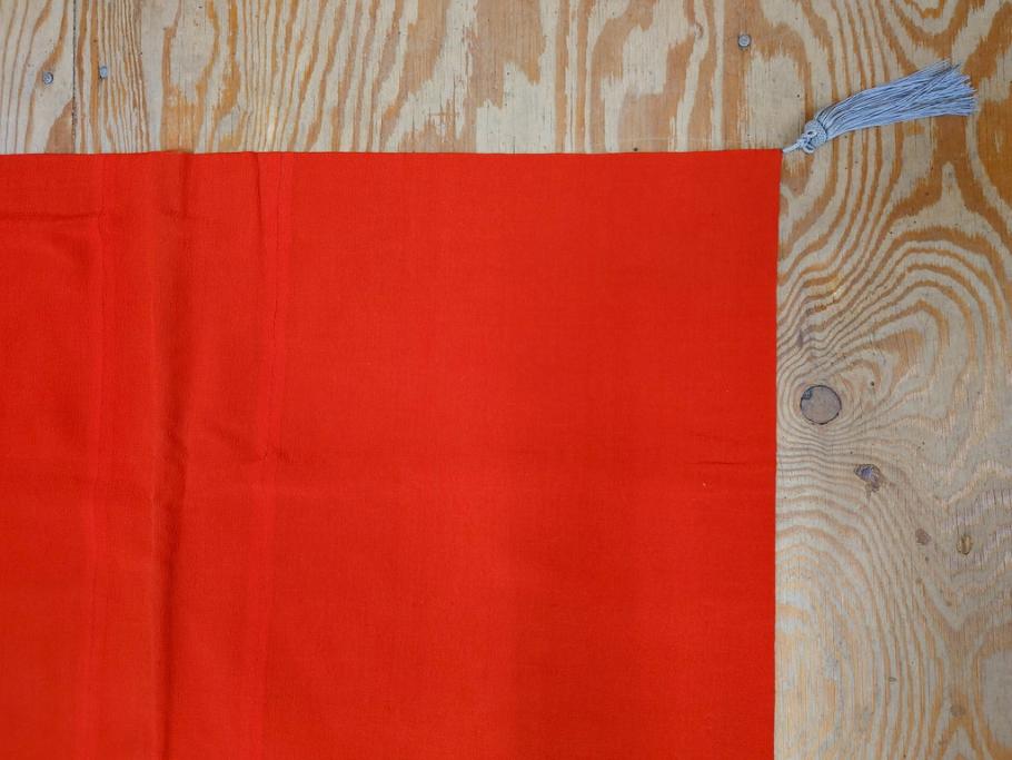 江戸～明治期　細かな刺繍が美しい掛袱紗(古裂、古布、リメイク、金糸、鶴、ツル、松竹梅、ふくさ、フクサ、帛紗、服紗、房付き)(R-079185)