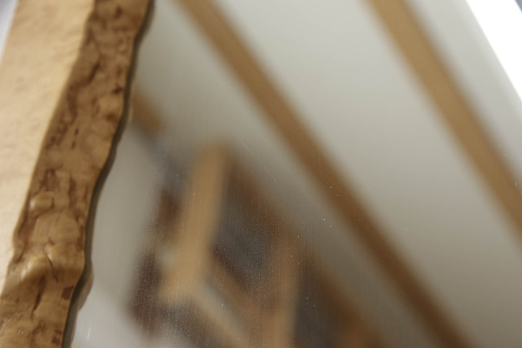 中古　美品　純木家具　楓(カエデ)材　鳥眼杢(バーズアイ)　木本来の趣がお楽しみいただけるスタンドミラー(姿見、ドレッシングミラー、鏡)(R-065413)