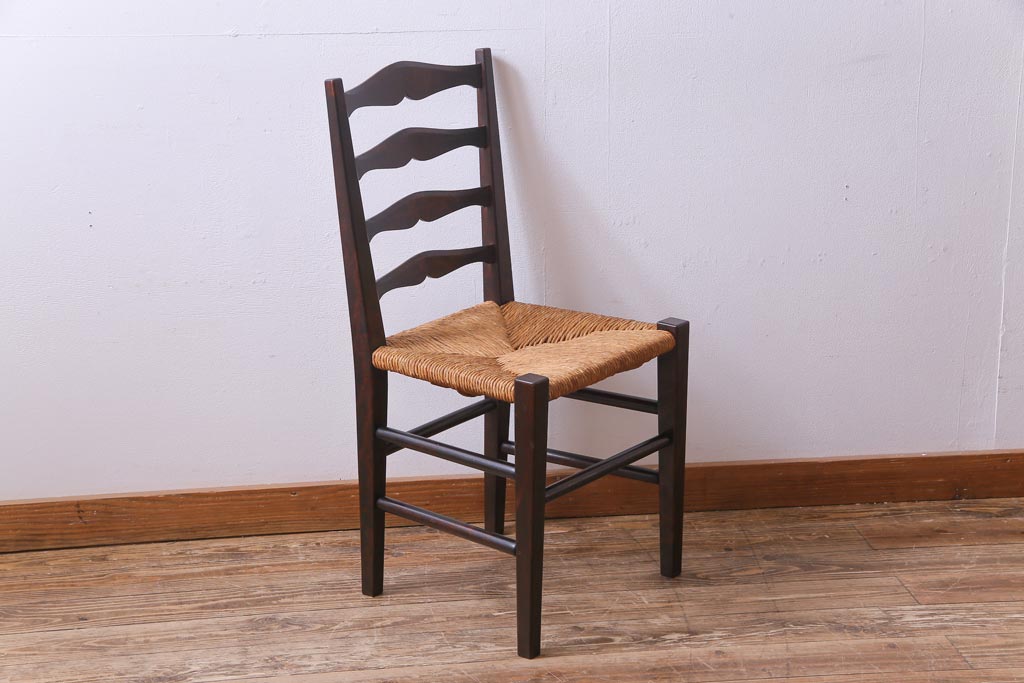 中古　松本民芸家具　ラダーバックチェア(ラッシチェア、椅子)(定価約11万円)