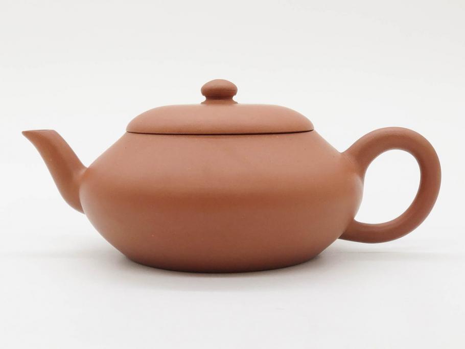 山田常山　朱泥　土の温もりを感じる茶銚(急須、茶注、煎茶道具、茶道具、茶器、和食器、共箱付き)(R-079174)
