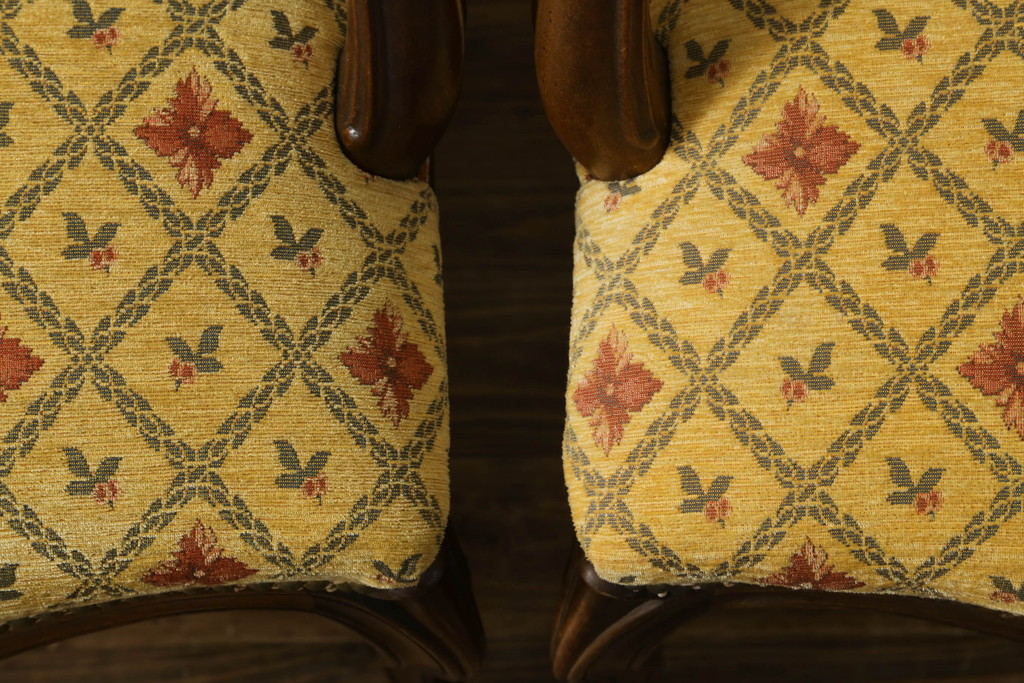 アメリカビンテージ　アメリカ輸入モデル　DREXEL HERITAGE(ドレクセルヘリテイジ)　Touraine(ツーレイン)　くつろぎの時間を演出するアームチェア2脚セット(椅子、イス、ダイニングチェア、ヴィンテージ)(R-070535)