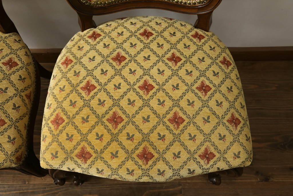 アメリカビンテージ　アメリカ輸入モデル　DREXEL HERITAGE(ドレクセルヘリテイジ)　Touraine(ツーレイン)　くつろぎの時間を演出するチェア2脚セット(椅子、イス、ダイニングチェア、ヴィンテージ)(R-070536)