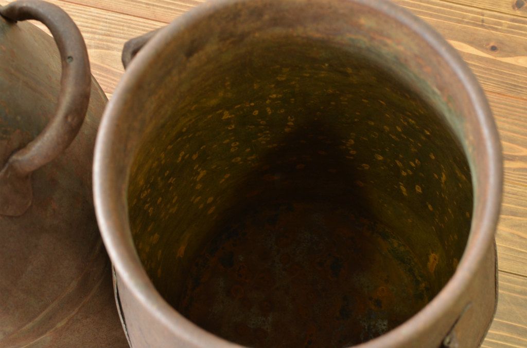 アンティーク 古いミルク缶・牛乳缶2個セット?昭和レトロ シャビー