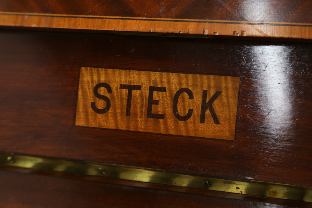アメリカアンティーク　ジャンク品　ニューヨーク　George Steck & Co.(ジョージ・ステック社)　象嵌入りのアンティークピアノ(オブジェ、ディスプレイ)(R-062395)