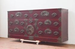 中古　美品!!　スペイン製　バロッサバレンティ(VARO,S.A. VALENTI)　照明付きで大切なコレクションが素敵に飾れるエレガントなデザインのキャビネット(食器棚、カップボード、収納棚、戸棚、飾り棚)(R-079198)