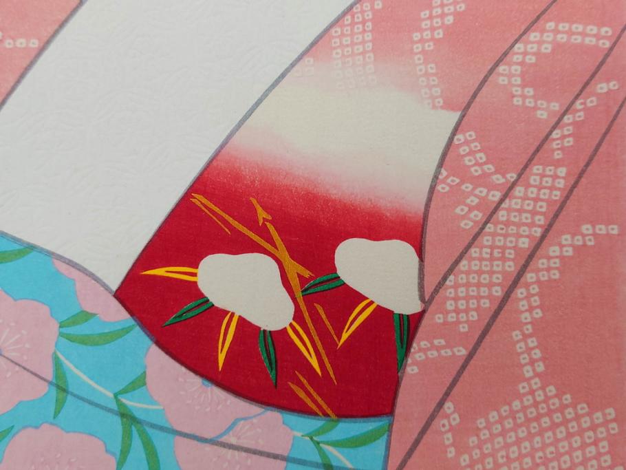 昭和55年6月作　神保朋世　「静夜」　版画(絵画、木版画、多色摺り、美人画、彫刀 大倉半兵衛、摺刷 関岡扇令、着物、女性、落款)(R-079253)