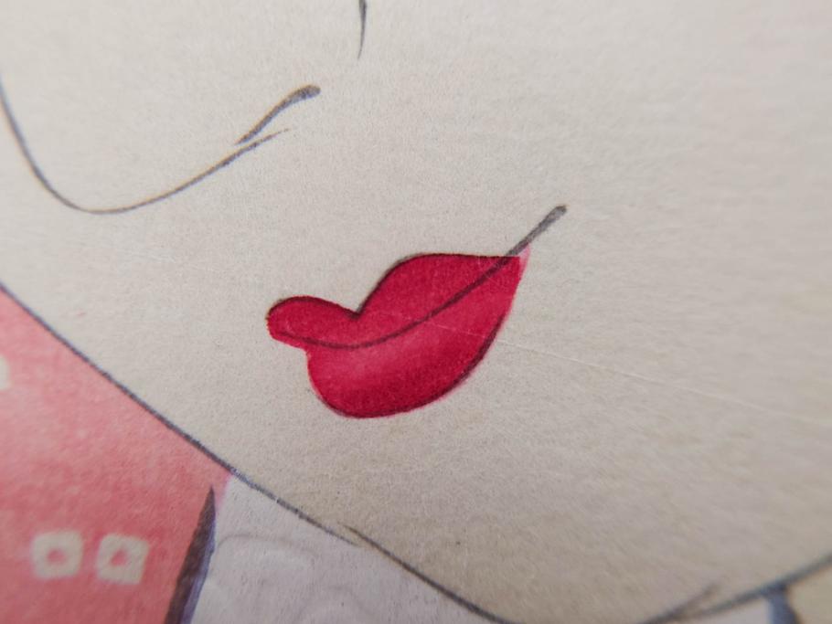 昭和55年6月作　神保朋世　「静夜」　版画(絵画、木版画、多色摺り、美人画、彫刀 大倉半兵衛、摺刷 関岡扇令、着物、女性、落款)(R-079253)