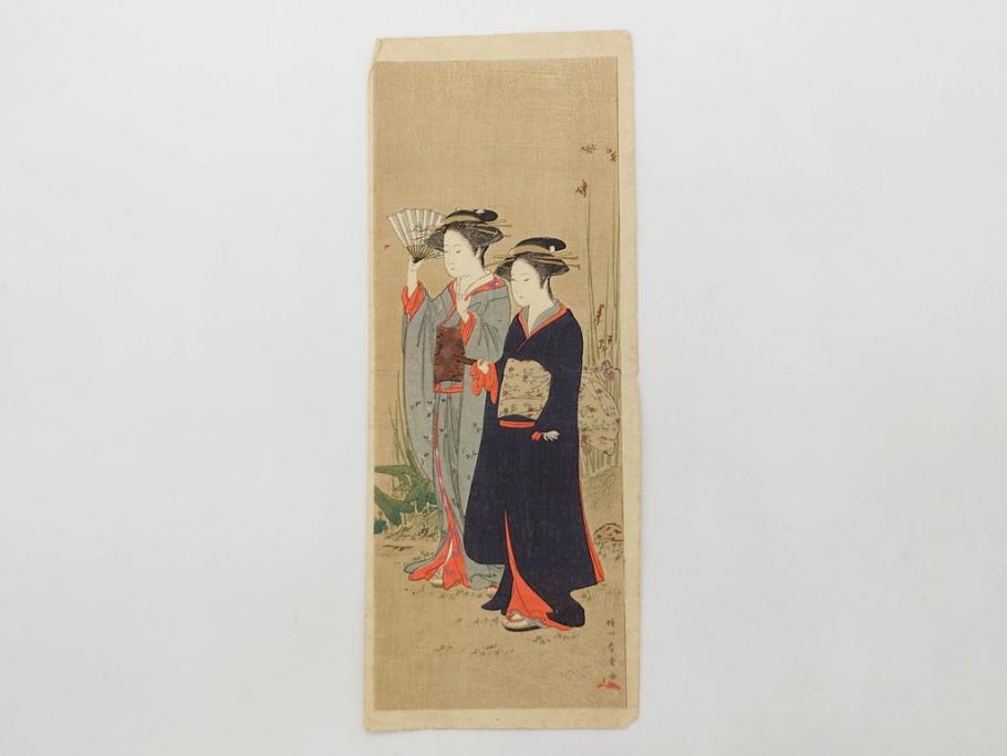 真作　揚州周延 「伊勢古市踊之図」　豊原国周筆 「潤色三十六花撰」　勝川春章画　版画3枚セット(絵画、木版画、多色摺り、久保丁亀鶴や米吉、着物、芸者、美人画、舞踊、屋形船)(R-079254)
