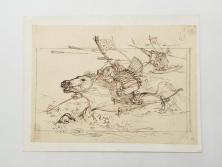 日本画家 右田年英　下絵(絵画、素描、デッサン、スケッチ、下書き、下描き、騎馬武者、合戦、海)(R-079284)