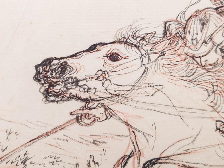 日本画家 右田年英　下絵(絵画、素描、デッサン、スケッチ、下書き、下描き、騎馬武者、合戦、海)(R-079284)