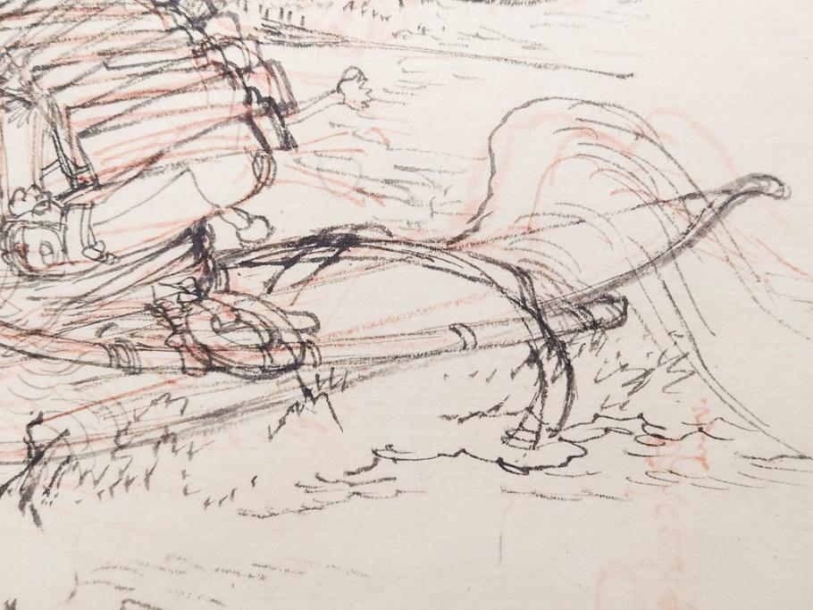 日本画家 右田年英　下絵(絵画、素描、デッサン、スケッチ、下書き、下描き、騎馬武者、合戦、海)(R-079284)