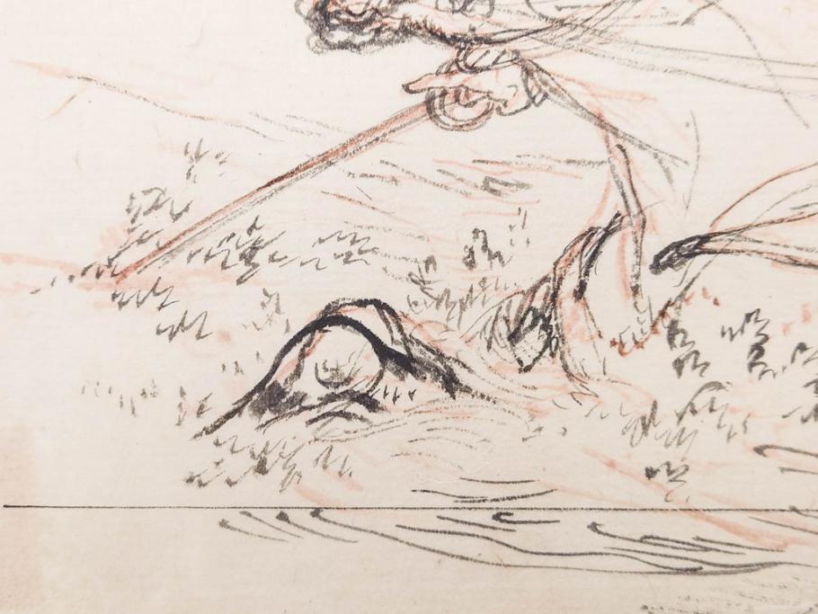 日本画家 右田年英　下絵(絵画、素描、デッサン、スケッチ、下書き、下描き、騎馬武者、合戦、海)(R-079284)
