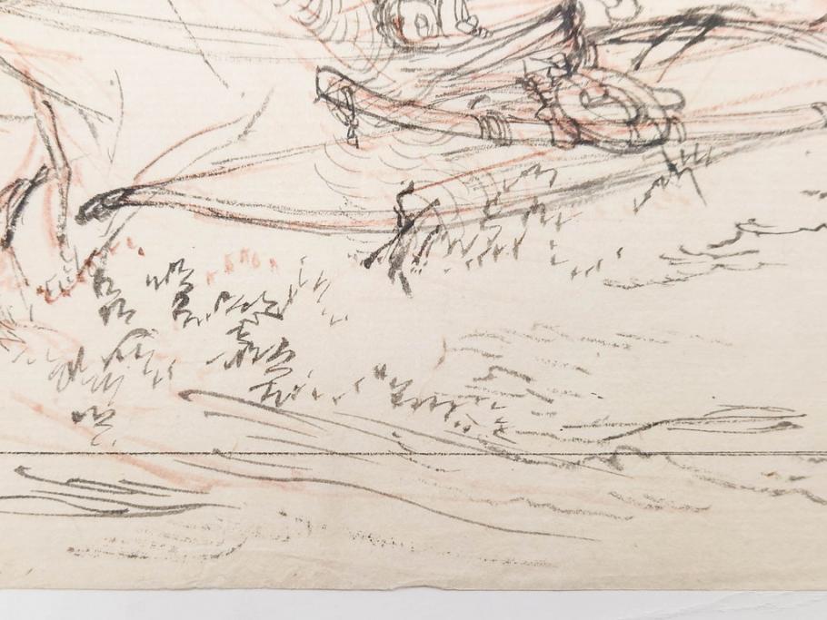 日本画家 右田年英　下絵(絵画、素描、デッサン、スケッチ、下書き、下描き、騎馬武者、合戦、海)(R-079284)
