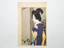 神保朋世　版画(絵画、木版画、多色摺り、美人画、着物、女性、落款)(R-079288)