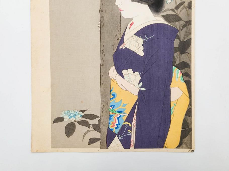 神保朋世　版画(絵画、木版画、多色摺り、美人画、着物、女性、落款)(R-079288)
