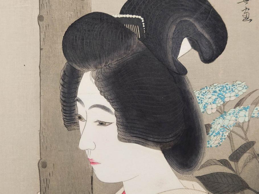 神保朋世　版画(絵画、木版画、多色摺り、美人画、着物、女性、落款)(R-079288)