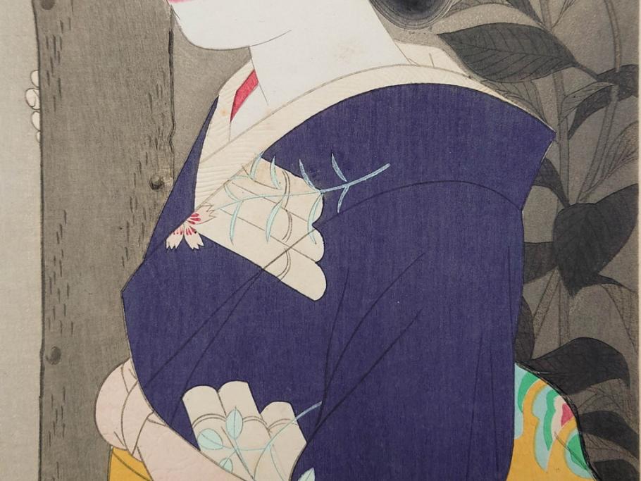 神保朋世　版画(絵画、木版画、多色摺り、美人画、着物、女性、落款)(R-079288)