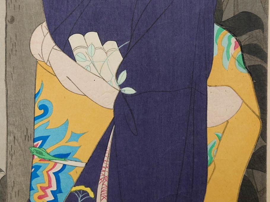 神保朋世　版画(絵画、木版画、多色摺り、美人画、着物、女性、落款)(R-079288)