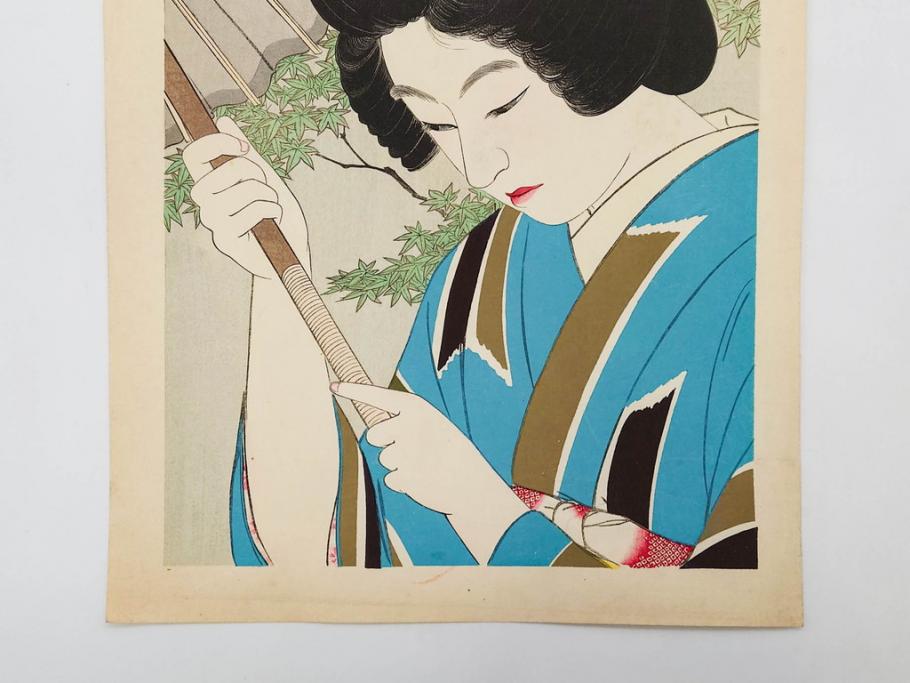 神保朋世　版画(絵画、木版画、多色摺り、美人画、着物、女性、落款)(R-079289)