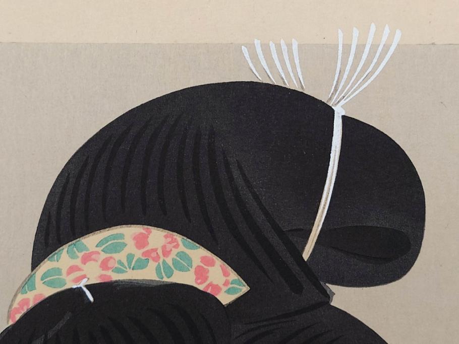 昭和32年5月作　神保朋世　版画(絵画、木版画、多色摺り、美人画、着物、女性、落款)(R-079290)