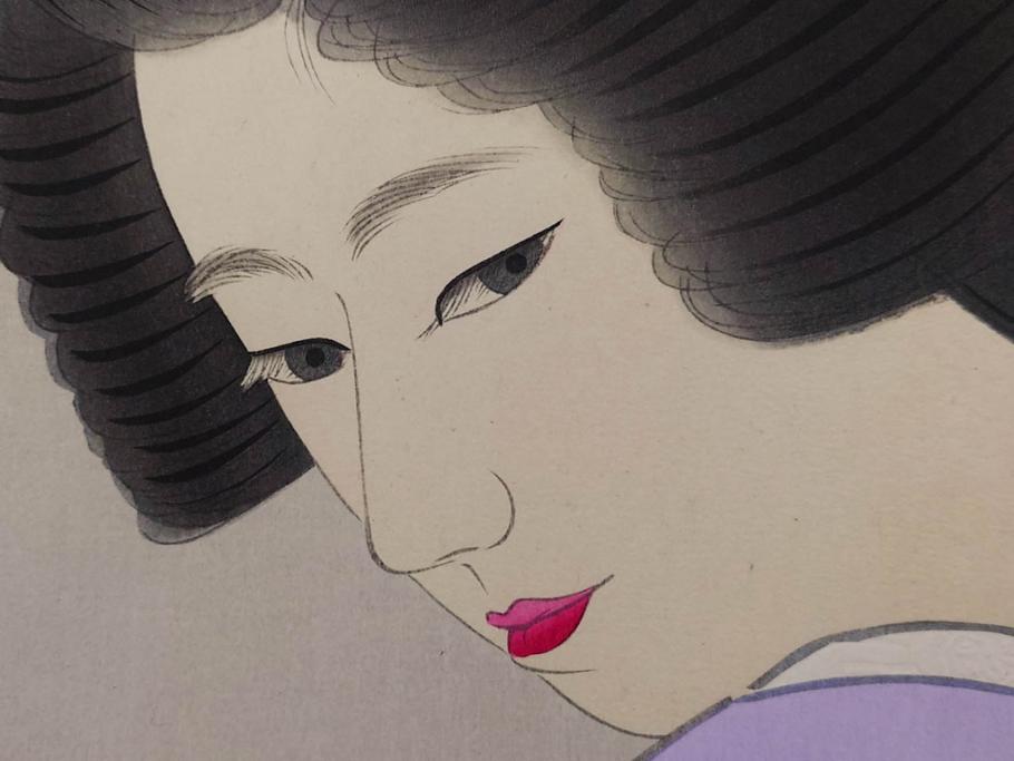 昭和32年5月作　神保朋世　版画(絵画、木版画、多色摺り、美人画、着物、女性、落款)(R-079290)