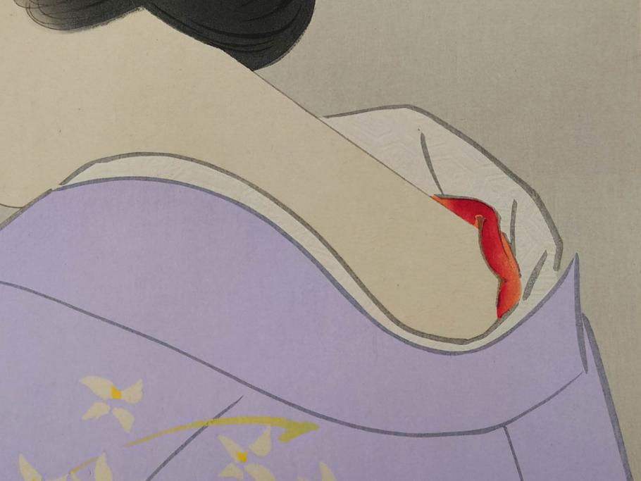 昭和32年5月作　神保朋世　版画(絵画、木版画、多色摺り、美人画、着物、女性、落款)(R-079290)