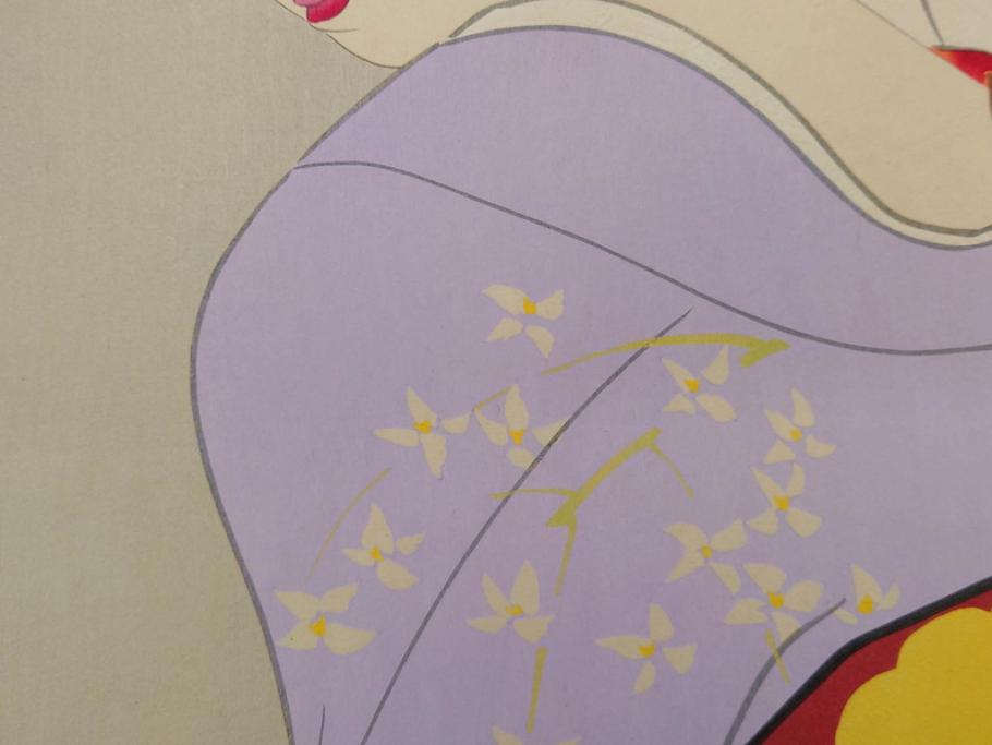 昭和32年5月作　神保朋世　版画(絵画、木版画、多色摺り、美人画、着物、女性、落款)(R-079290)