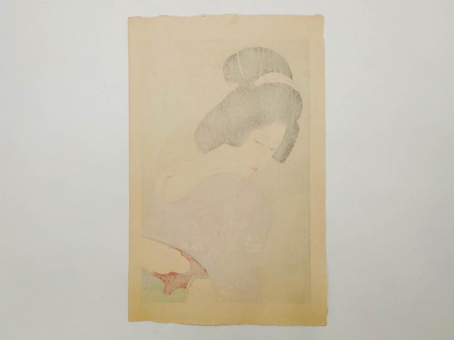 昭和32年5月作　神保朋世　版画(絵画、木版画、多色摺り、美人画、着物、女性、落款)(R-079290)