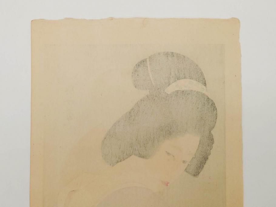 昭和32年5月作　神保朋世　版画(絵画、木版画、多色摺り、美人画、着物、女性、落款)(R-079290)